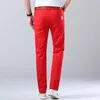 Men's Jeans 2023 Autumn Bright Stretch Fit Trendy Denim Straight-leg Trousers Male Red Lake Blue Yellow