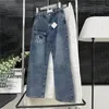 Вышитые буквы джинсы дизайнерские женские джинсовые брюки мода с прямыми брюками для ног для леди