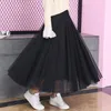 Skirts Vintage Tulle Skirt Women Elastic High Waist 3 Layers A-line Pleated Mesh Long Bride Tutu Female NS5613