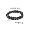 Strand Dark Series Naturel Noir Onyx Volcanique Roche Carte Pierre Perles Bracelet Homme Cuivre Accessoires Lave Bijoux Pour Femmes Pulsera