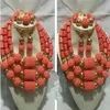 Оригинальные коралловые бусины нигерийские свадебные африканские комплекты ювелирных изделий смелый эффектный комплект ожерелья массивный CNR693 C181227012821