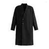Trench da uomo dal design di nicchia giacca a vento allentata lunga veste nera cappotto soprabito autunnale per uomo
