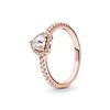 Klusterringar som säljer hjärtformad kronring 925 Sterling Silver Rose Gold Series Charm Fashion Women's Smycken utsökta gåva