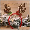 Decorações de Natal Headband Lantejoulas Flocos de Neve Glitter Enfeites Grandes Chifres Forma Festa Deer Chifre Headwear Suprimentos Sea Drop Delive Dh6iz