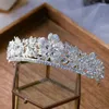 Fermagli per capelli Corone da sposa in cristallo placcato a forma di fiore semplice Diadema Copricapo da sposa Accessori Tiara Sposa