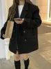 Ternos femininos unxx coreano duplo breasted casaco de lã de alta qualidade blazer moda casual senhora do escritório usar roupas elegantes de rua alta