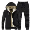 Tracksuits masculinos Fur Mens Tracksuits Inverno Masculino Conjunto Quente Hoodies Terno Casual Fleece Moletons Masculino 2 Peças Hoodies Calças Set Sportswear 231025