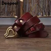 Belts Deepeel 3.3cm Wide Genuine Leather Belt Cowhide Thickened Men's Brass Hooks Waistband Male Retro Jeans Designer Girdles YQ231026