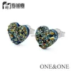 Stud Eyika Drusy Heart 8mm/10mm Silver Color Ear Holder Earrings Wholesale Natural Druzy Stone Crystal Jewelry Gift for Women YQ231026