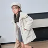 Jackor Autumn Winter Kids Girls Warm Loose Faux Fur Long Jacket Coat Children Kläder Princess Korean Fashion Fleece Ytterkläder Q10