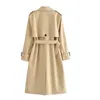 Trenchs de femmes manteaux femmes mode avec ceinture double boutonnage manteau vintage manches longues poches femme vêtements de dessus chic vêtements velours vente