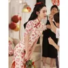 Vêtements ethniques Summer Mandarin Col Robe de mariée Style chinois à manches courtes Cheongsam Vintage High Split Qipao Toast