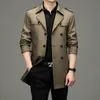 Мужской смешанный пиджак высокого качества, мужской британский стиль, офисный деловой повседневный пиджак для встреч и работы, простой джентльменский пиджак среднего возраста, длинный плащ 231026