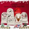 Noel Baba Dekorasyonları Çuval Tuval Noel Drawstring Cep Çuval Tags Parti Hediye Çantası 11.7