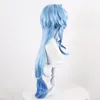 Party Supplies Game Genshin Impact Cosplay Ganyu Wig 100cm långt hår blå färg Gan Yu Women Halloween Net