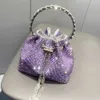 Bolsa feminina 2023 novo balde de diamante quente alça redonda bolsa ombro único corrente diagonal pequena bolsa com diamante 231026