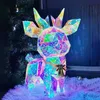 Dekorativa objekt Figurer LED Colorful Luminous Deer Model Valentine's Day Gift Decoration Interior Christmas Halloween Toy Light 231026