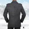 Hommes mélanges manteau chaud revers laine Double col longue veste hiver Trench hommes 231026