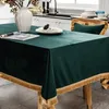 Tovaglia ordinaria con frange tovaglia di velluto olandese verde da pranzo di lusso matrimonio rettangolare quadrato con rifinitura morbida