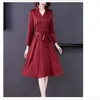 Casual Dresses 2021 Spring And Autumn Summer With Style Fashion Long Sleeve Satin Face Women's Dress2508