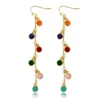 Dangle Earrings Fashion Boho Vintage Long Drop Gold Color Linked Stick With Colorful Disk For Female Party