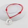 20 peças pulseiras ajustáveis corda de cera vermelha antiga liga de prata pingente de ST Christopher pulseira ajustável B-31233D