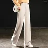 Pantalon femme motif laine jambe large pour femme 2023 printemps automne taille haute pantalon droit dames costume Harajuku Z129