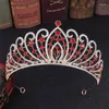 Haarspangen, rote Kristallkrone, Strass, goldfarben, Tiaras und Kronen für Frauen, Schmuck, Party, Halloween, Accessoires, Kopfschmuck, Abschlussball, Geschenk