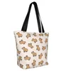 Shopping Bags Kawaii Printing Animal Capybara Tote Portable Canvas Shopper Shoulder Handbag