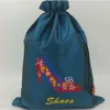 50pcs Big broderie talons hauts sacs de pochette de chaussures pour sac de rangement de chaussures de voyage portable chinois cordon de soie femmes-sacs à poussière de chaussures avec doublé SN4874