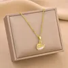 Cute Design White Green Swan Pendant Necklace Gold Plated Stainless Steel Jewelry for Women Gift