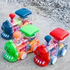 Little Transparent Friction Car Toys tröghetsfordon med LED -effekter och ringsignal Färgrörelse Train Födelsedagsleksak