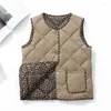 Women's Vests 2023 Autumn Winter Lightweight Down Cotton Tank Top Women Short Contrast Retro Chinese Style Round Neck Jacket