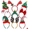Décorations de Noël L Bandeaux Chapeaux de Noël Assortiment de bois de renne du Père Noël Bande de cheveux de bonhomme de neige pour l'accès à la fête Dhseller2010 Dhprw