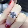 الفاخرة 2 CT رائعة CZ Diamond Rings خاتم الزفاف 100 ٪ 925 الفضة مملوءة المجوهرات الراقية هدية R017220H