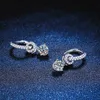 Stud Echte 1 Karaat Moissanite Drop Earring voor Vrouwen 18 K Wit Goud 925 Massief Zilveren Oor Ring Fonkelende Bruiloft sieraden YQ231026