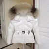 Womens Down Jacket Winter Jackets Coats Real raccoon hair collar Warm Fashion Parkas With Belt Lady cotton Coat Outerwear Big Pocket 1GO8