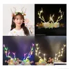 Christmas Decorations Halloween Led Rainbow Glowing Headwear Antlers Headband Hair Accessories Hairpin Jewelry Drop Delive Delivery Ho Dhqnw