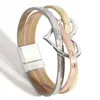 Charm Bracelets ALLYES Romantic Hollow Metal Love Heart Wrap Bracelet For Women Fashion Triple-layer Leather Valentine's Day Gift