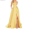 Basic Casual Dresses Sexy Spaghetti Strap Wedding Dresses For Women Backless Side Slit Satin Tunic Slip Prom Dress Female Party Evening Long Dress T231026