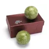 2 pièces pierre de Jade main Vola balle 48mm massage naturel lisse sphère de guérison exercice Physique minceur Relaxation corps masseur309D