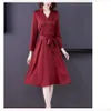 Casual Dresses 2021 Spring And Autumn Summer With Style Fashion Long Sleeve Satin Face Women's Dress2508