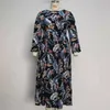 Women's Plus Size T Shirt Floral Print Full Sleeve O Neck Maxi Long Bohemian Dresses For Women 231025