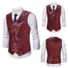 Men's Vests Red Paisley Double Breasted Dress Vest 2023 Brand Slim Fit Formal Business Sleeveless Waistcoat Men Chaleco Hombre Par