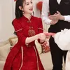 Roupas étnicas Yourqipao Chinês Cheongsam Casamento Brindando Terno 2023 Borgonha Melhorado Xiuhe Saia para Mulheres Vestidos Hanfu de Mangas Compridas