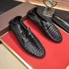 Chaussures habillées Mocassins tissés à la main Noir Oxford Véritable Cuir Style classique Casual Bout rond Hommes formels