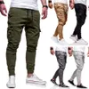 Autumn New Men Slim Fit Urban Straight Leg Long Lace Up Trousers Casual Pencil Jogger Cargo Long Pants Fashion244w