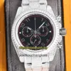 Luxusuhr Ewigkeit Uhren RRF Custom Version 116509 116520 116508 SA7750 Chronograph Automatik Schwarzes Zifferblatt Iced Out Herren 904L Stahl Diamanten Gehäuse und Tisch