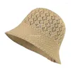 베레트 버킷 햇볕 선 모자 가벼운 니트 통기성 포장 가능한 어부 모자 여름 액세서리 해변