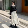 Skirts 2023 Autumn Winter Women High Waist Slim Long Skirt Quality Fashion Patchwork Irregular Split Hem Jacquard